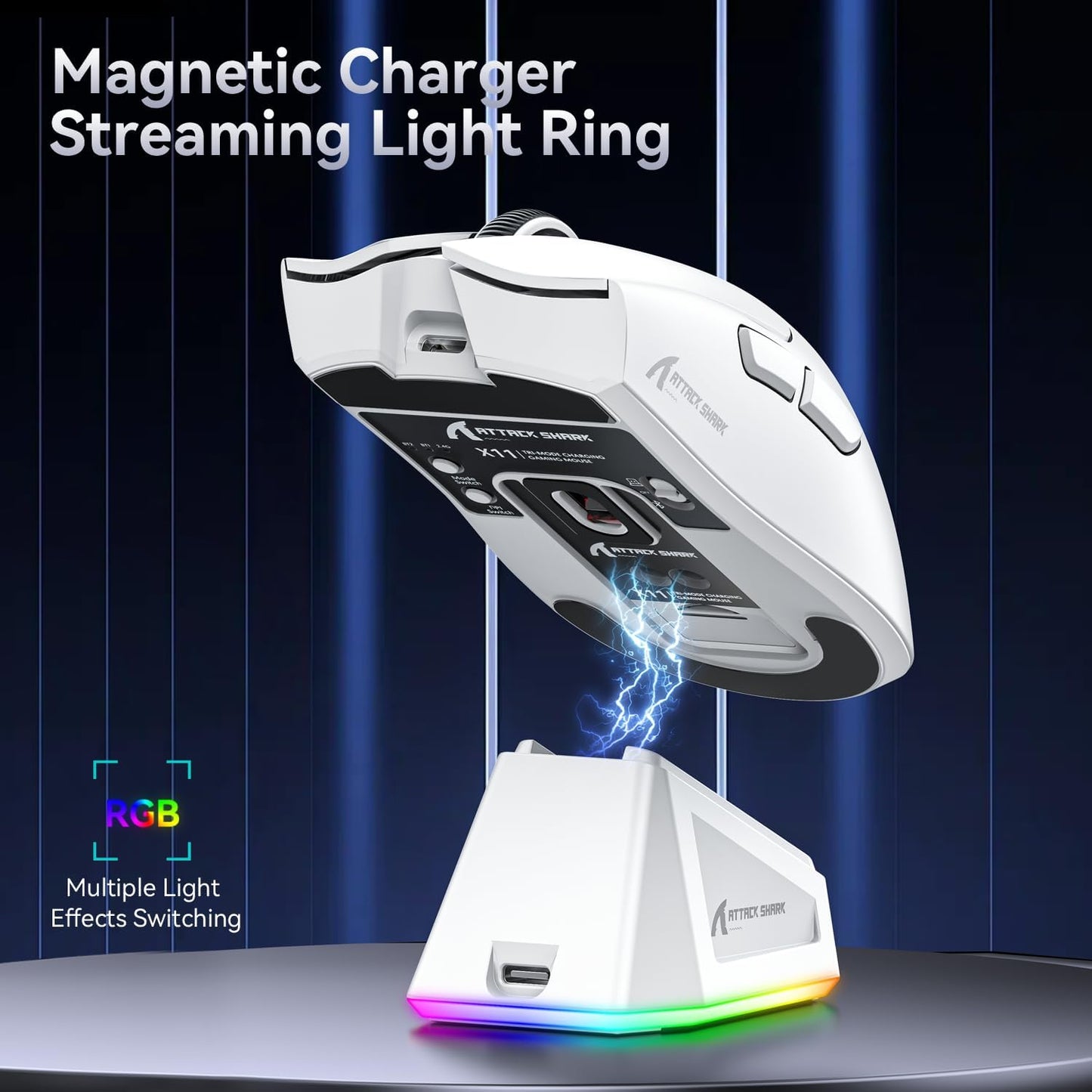 ATTACK SHARK X11 Gaming Mouse with Magnetic Charging Dock