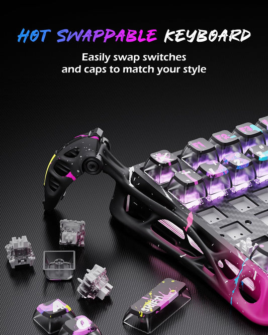 GravaStar 75K1 PRO Gaming Keyboard Magnetic Switches - ( Neon Graffiti )