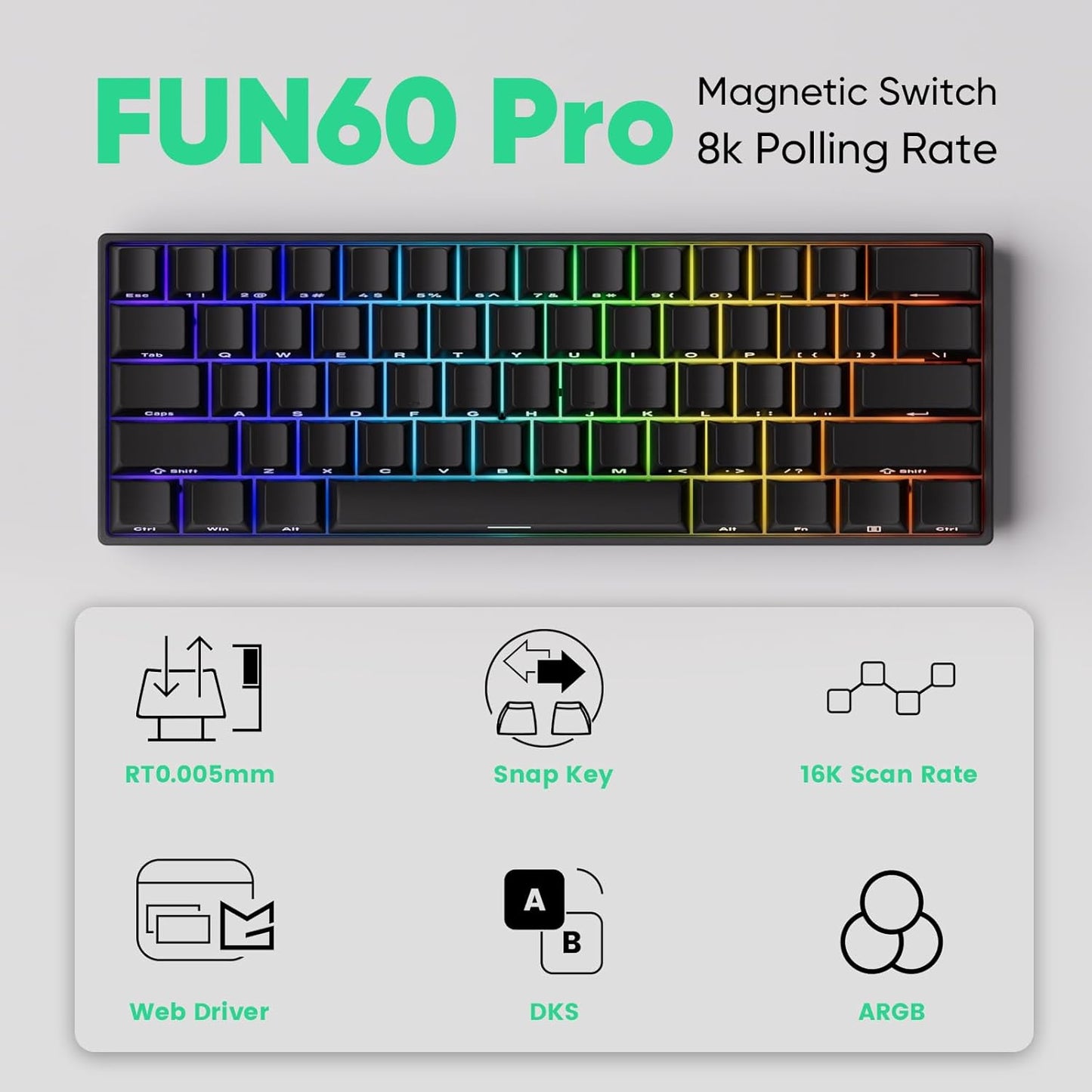 Magic Geek FUN60 Magnetic Axis Keyboard ( Black )