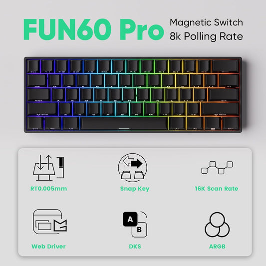 Magic Geek FUN60 Magnetic Axis Keyboard ( Black )