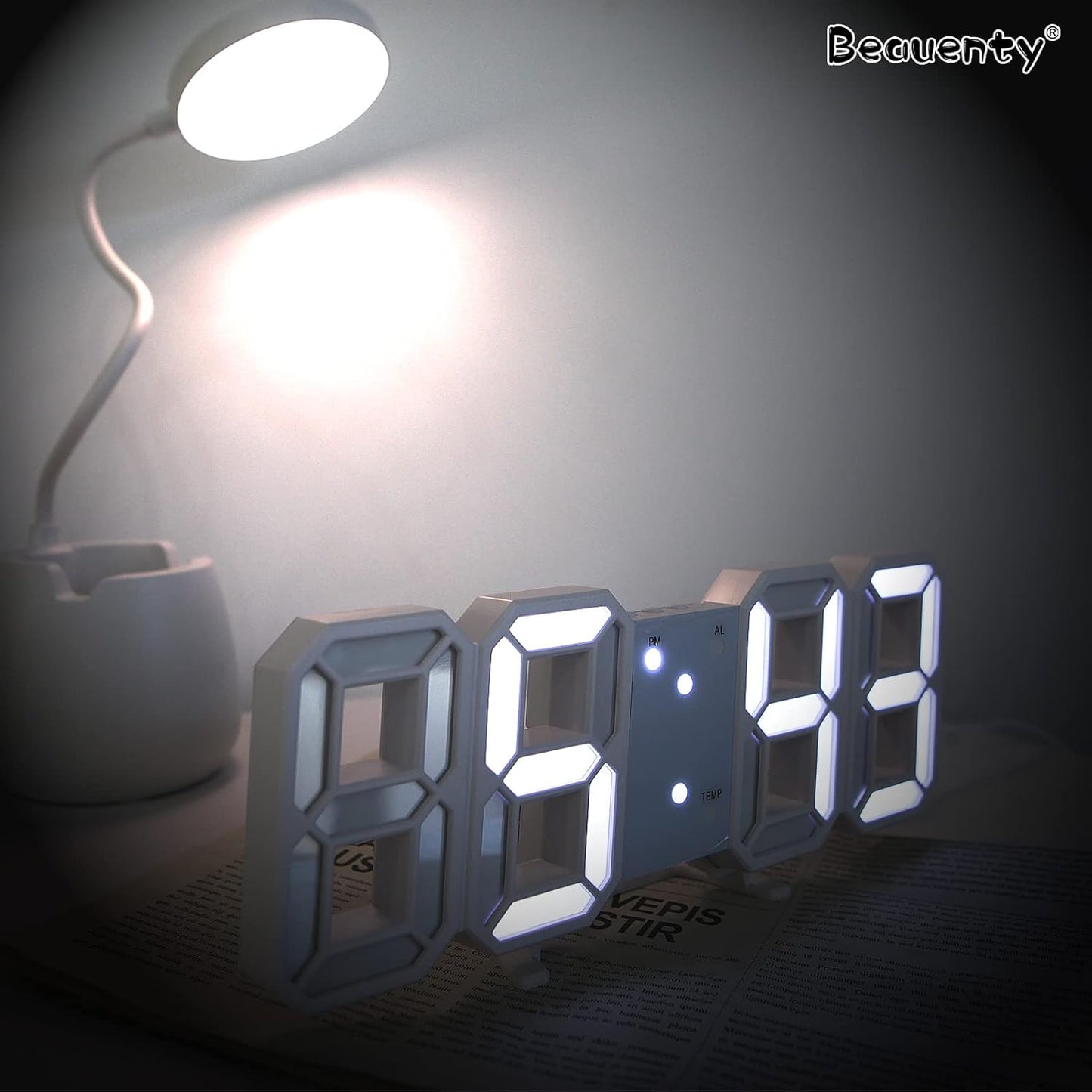 Beauenty 3D Digital Clock Desktop - ( White )
