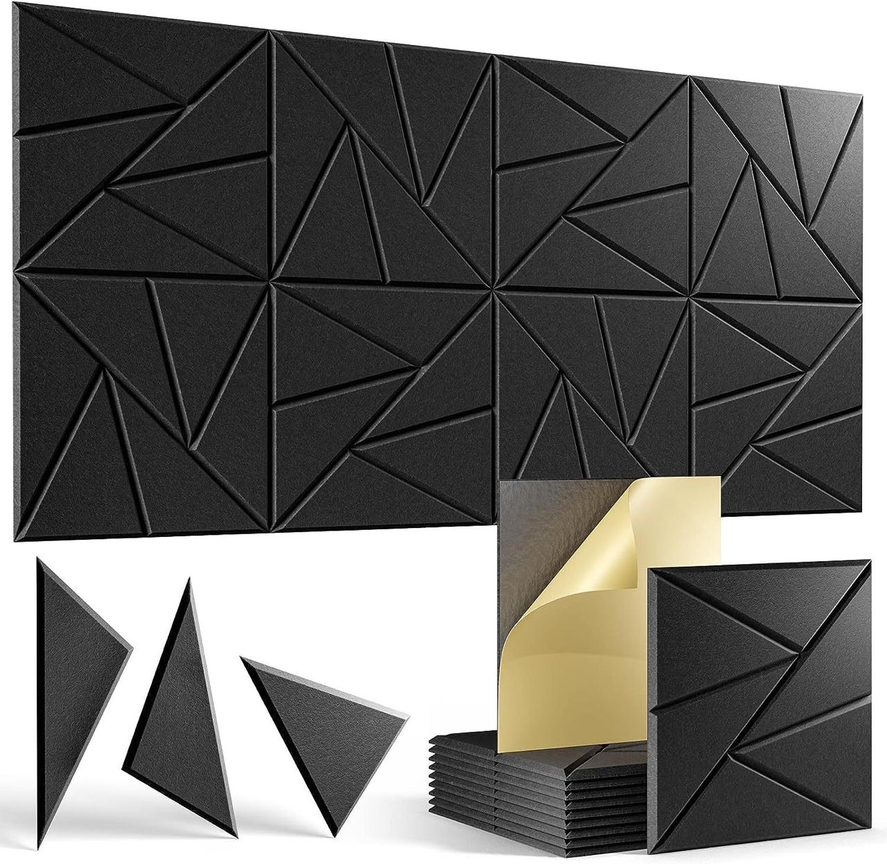 Fiber Soundproofing x12 Panels, ( Black )